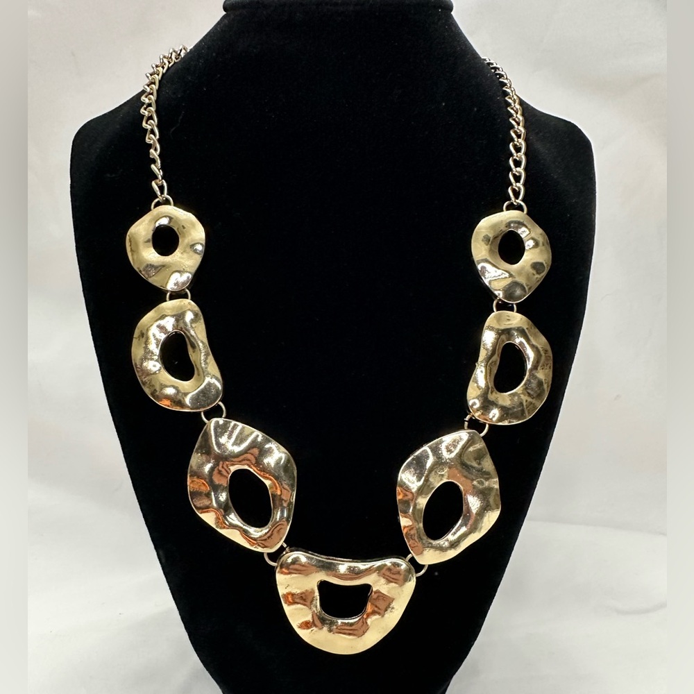 Chic Gold-Tone Necklace, Earrings and Bracelet with Openwork Design
